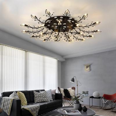 China Crystal Ceiling Lamp Design Indoor Luxury Decoration Iron Outdoor Mounted Living Dining Room Led Crystal Celling Chandelier for sale