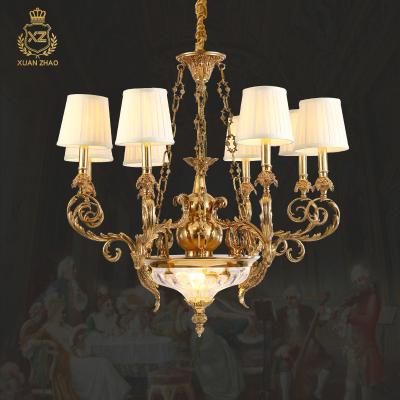 China Handmade European Copper Hall Dining Room Bedroom Pendant Lamp Chandelier in Perdu-cire with the French style of classic decorative lamps for sale