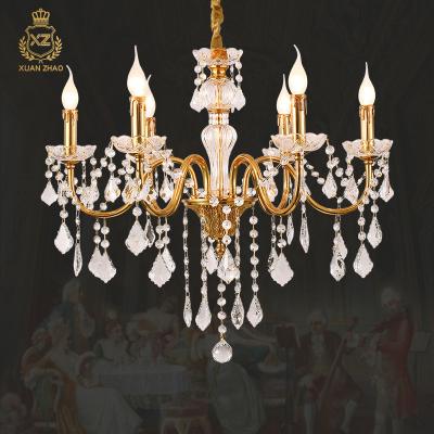 China XingZhong European Brass Bedroom Dining Room Decorative Candle Chandelier Crystal Chandelier Suitable For Living for sale