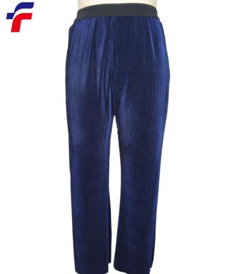 China Hot sale navy anti-pilling solid velvet pleated women pants for sale