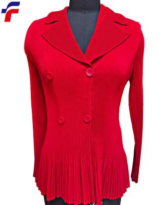 China Red Color Warm Woven Pleated Women's Jackets 4 Button Front Slim Fit QUICK DRY Spring Sale for sale