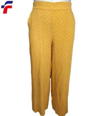 China Poka Rayon Print Breathable Hot Sale Ladies Woven Pants for sale