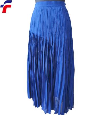 China Hot Sale Polyester Plus Size Royal Blue Soft Fabric Women's Hand Ruffled Skirt for sale