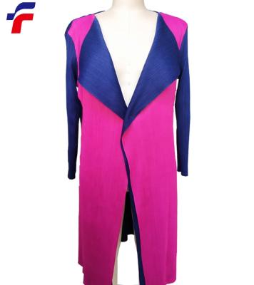 China Hot Sale Pink and Navy Pleat Polyester Satin Women's Anti-Pilling Jackets for sale