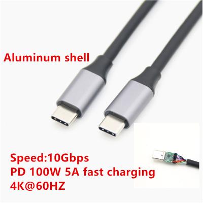 China Mobile Phone USB C to Male USB C to Male Cable Shell 4K DP 10Gbps USB 3.2 Fast Charger Aluminum Charging Cord PD 100W 5A/20V for Macbook pro for sale