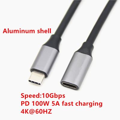 China Mobile Phone USB-C Type-C USB 5A Charging Extension Cable USB 3.1 Male Type C to Female PD100W 5A 10Gbps Data Wires for sale