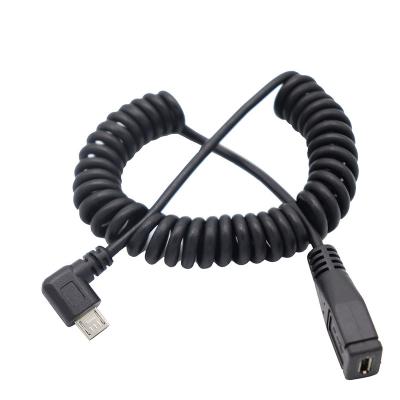 China Mobile Phone 1.5M 90 Degree Right Angle Micro Male To Female Spring Coiled USB Cable for sale