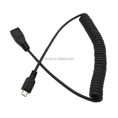 China Mobile Phone 1.5M 90 Degree Right Angle Micro Male To Female Spring Coiled USB Cable for sale