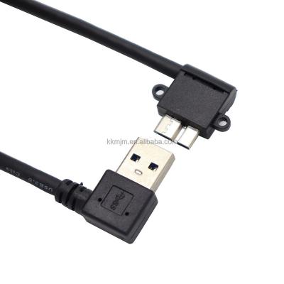 China Multifunctional Left 90 Degree Elbow 0.25M Micro B Cable USB A Male L 3.0 To Micro USB B Male Cable With Ears Can Be Fixed for sale