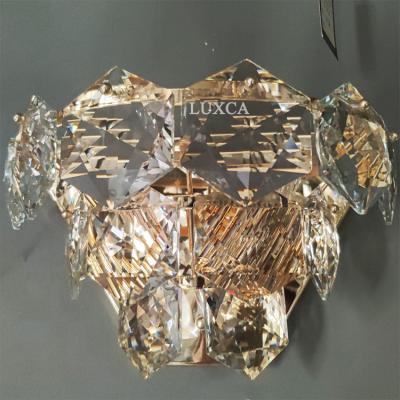 China Modern Luxury LED Hallway Lights Gold Bedside Lamp Luxca Crystal Modern Wall Lamp for sale