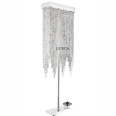 China Luxca Modern Luxury Rain Drop Modern Hotel Indoor Lobby LED Crystal Floor Lamp for sale