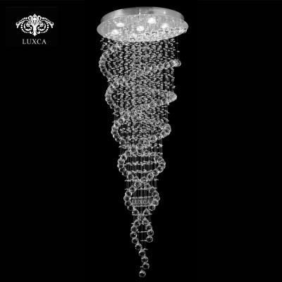 China High Quality Luxury Nordic Style Crystal Staircase Lamp by Luxca Modern Modern Spiral Light Villa Hotel for sale