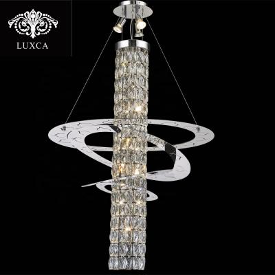 China Simplicity Hotel Modern Steel Restaurant Home Crystal Chandelier Luxca Modern Stainless Pendant Light for sale