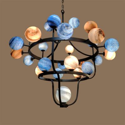 China Creative Living Modern Planet Chandelier Dining Room Ceiling Hotel Decoration LED Lights Bean Molecular Luxury Magic Chandeliers for sale