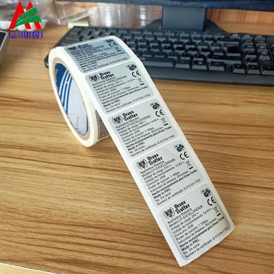 China Waterproof/Anti-oil Custom Printed Roll To Waterproof PVC Silver Adhesive Paper Sticker For Electrical Appliances for sale