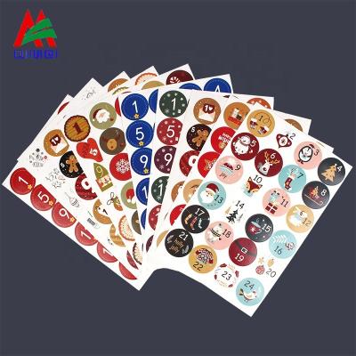 China Decorative Cheap Advent Calendar Sticker Melting Wax Price Sticker Merry Christmas for sale