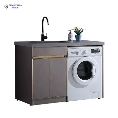 China Modern Simple Stainless Steel Basin Washing Machine Bathroom Cabinet Balcony Cabinet for sale