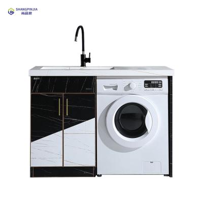 China Modern Simple Stainless Steel Basin Washing Machine Bathroom Cabinet Balcony Cabinet for sale