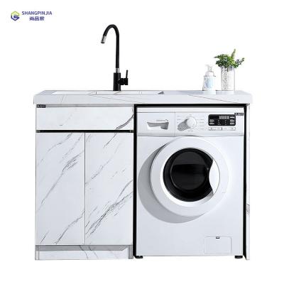 China Modern Simple Stainless Steel Basin Washing Machine Bathroom Cabinet Balcony Cabinet for sale