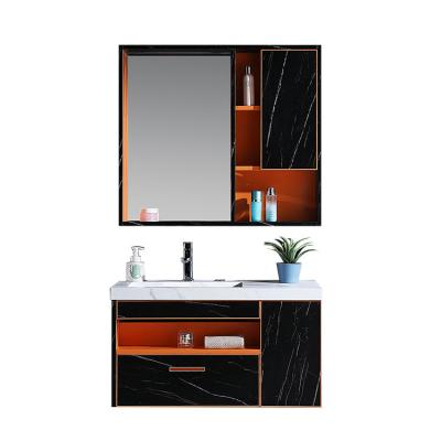 Chine Modern Modern Stainless Steel Bathroom Cabinet Vanity Set Wall Mounted With Rectangle Mirror Cabinet à vendre