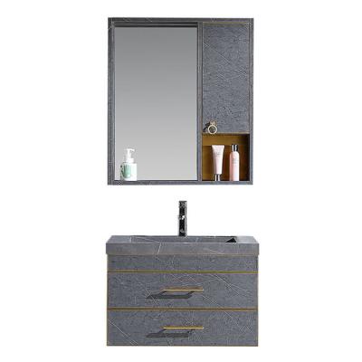 China Modern simple stainless steel basin bathroom hd mirror cabinet combination with bathroom vanities zu verkaufen