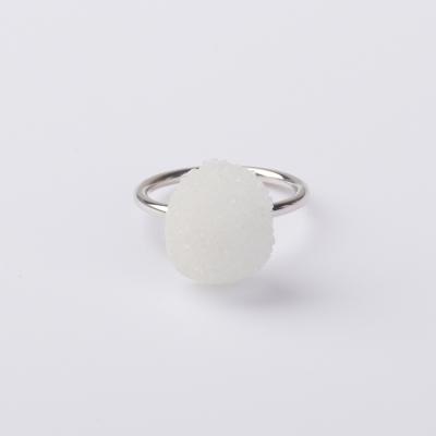 China Casual/Sporting Goods Using Good Price 925 Sterling Silver Natural White Agate Ring With Rhodium Plated for sale