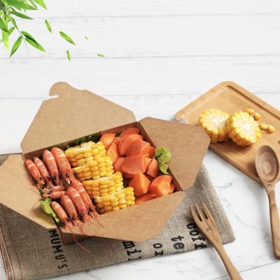 China 1400ml Capacity Paper Container Outgoing Disposable Craft Disposable Paper Box For Food Without Soup Paper Noodle Bowl for sale