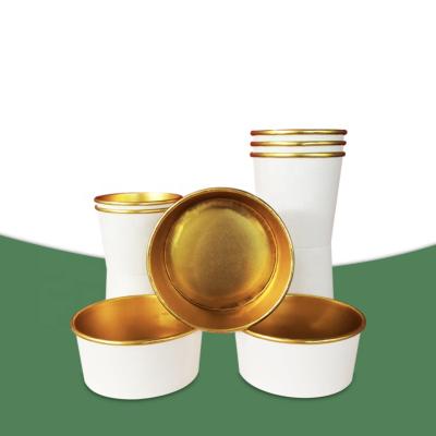 China Waterproof Unique Soup Cup Bucket Aluminum Foil Tarpaulin For Hot Food Packet Takeaway Disposable Paper Cup With Lid for sale