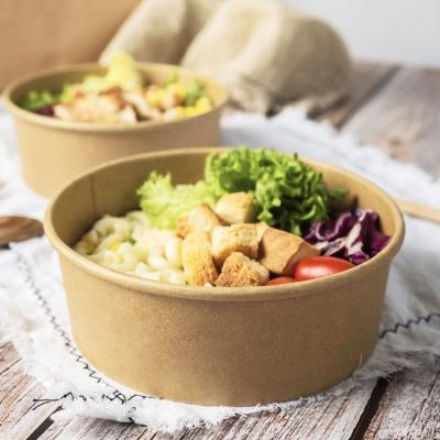 China Waterproof High Quality 750ml Paper Bowl For Hot Food Food Grade Material Paper Disposable Salad Bowl With Lid for sale