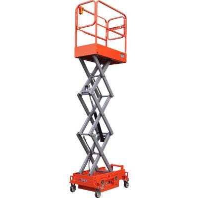 China Indoor Push Around Electric Small Scissor Lifts Platforms Single Person Mini Aerial Work Platform for sale