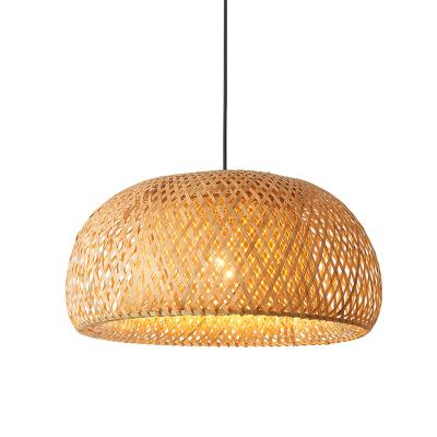 China Asian Indoor Modern Bamboo Shade Chandelier Light Rattan Farmhouse Style Pendant Light for sale