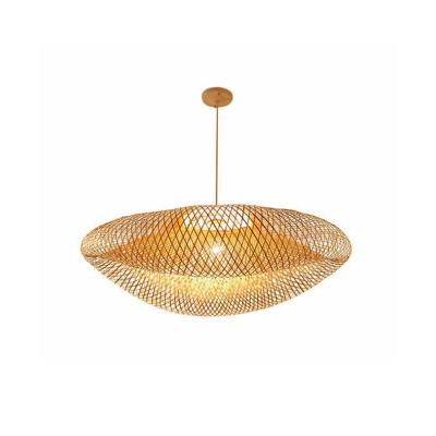 China Modern Modern Farmhouse Bamboo Rattan Chandelier Rustic LED Hanging Light for sale