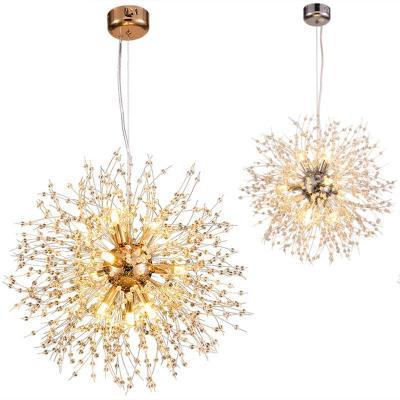 China Modern Gold / Silver Dandelion Shape Modern Crystal Chandeliers Indoor Decorative Hanging Pendant Lights for sale