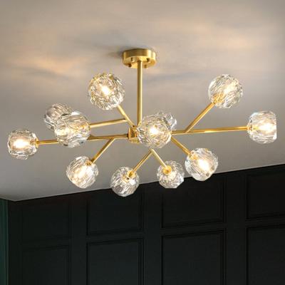 China Modern Luxury Decorative Led Iron Pendant Light Bedroom Gold Living Room Ceiling Chandeliers for sale