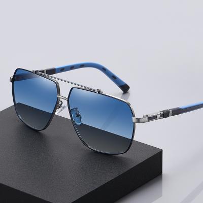 China Factory Wholesale Multi Color Sun Glass Male Sunglasses Metal Shape Travel Two Color Square Frame Polarized Glass Sunglasses for sale