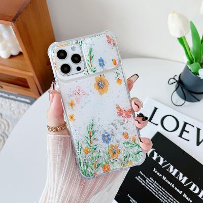 China New Transparent Printing Shockproof Girls Phone Case With Glitter For iPhone13 Phone Case for sale