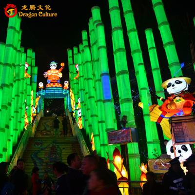 China Chinese Festival Holiday Decoration Holiday Decoration Panda&Bamboo&Gate Folk Lantern for sale