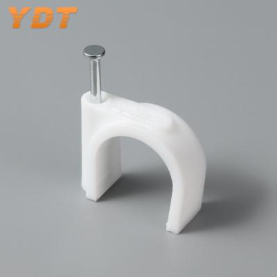 China Cable and Wire Wholesale Special Plastic Double Wall Mount Round Nail Fixed PE Design Cable Holder Clips for sale