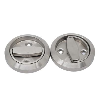 China Contemporary Sliding Door Recessed Stainless Steel Concealed Round Ring Pull Lock Handle For Fire Proof Door for sale