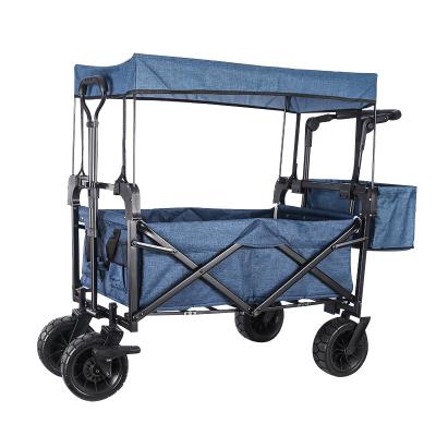 China Safe and Durable Portable Camping Folding Outdoor Camping Trolley Picnic Pull Cart Bicycle Camping Cart for sale