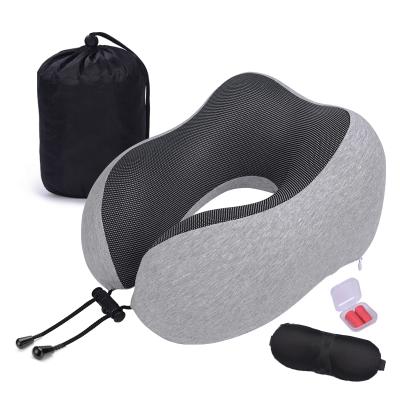 China Collapsible Foldable Cooling 3 In 1 Set Soft Memory Foam U-Shape Travel Neck Pillow for sale