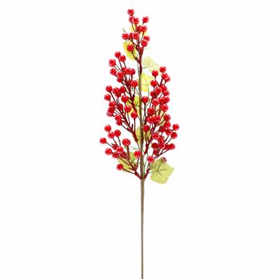 China Christmas Prop Diy Holly Stem Winter Frosted Pip Red Berry Plant Dry Branches for Wedding Home Office Party Hotel Decor Artificial Berry for sale