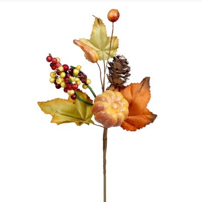 China Highly Application Autumn Artificial Pumpkin and Pinecone Sprays Fall Displays Table Centerpieces Floral Arrangements for sale