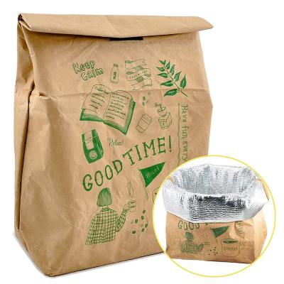 China Eco Dupont Freezable Reusable Brown Tyvek Colored Paper Lunch Cooler Waterproof Insulated Custom Reusable Waterproof Bags for sale