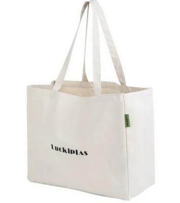 China 100% Custom Logo Foldable Fabric Shopping Bag Eco-Friendly White Cotton Serving Reusable Grocery Totes for sale