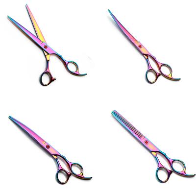 China Low Price Stainless Steel New Color Type Light Weight Trim Hair Pet Grooming Scissors Set for sale