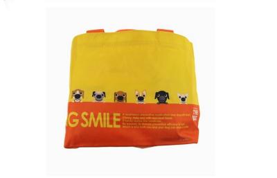 China Heat printing yellow exhibition polyester cloth shopping bag Middle sized for sale