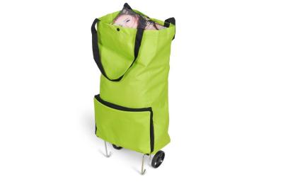 China Silk screen printing foldable trolley shopping bag green for exhition for sale