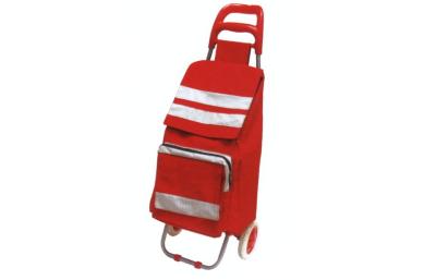 China Red durable folded wheeled shopping market bags for housewife for sale