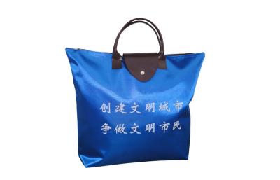 China Customized blue foldable oxford tote bag for shopping with Logo - printing for sale